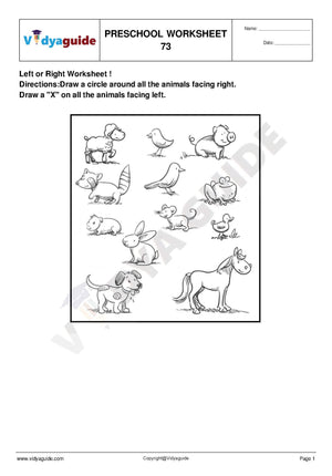 Download free printable Preschool worksheets - 73