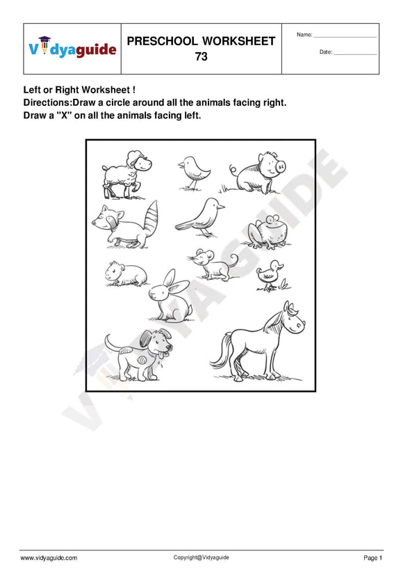 Download free printable Preschool worksheet - 73