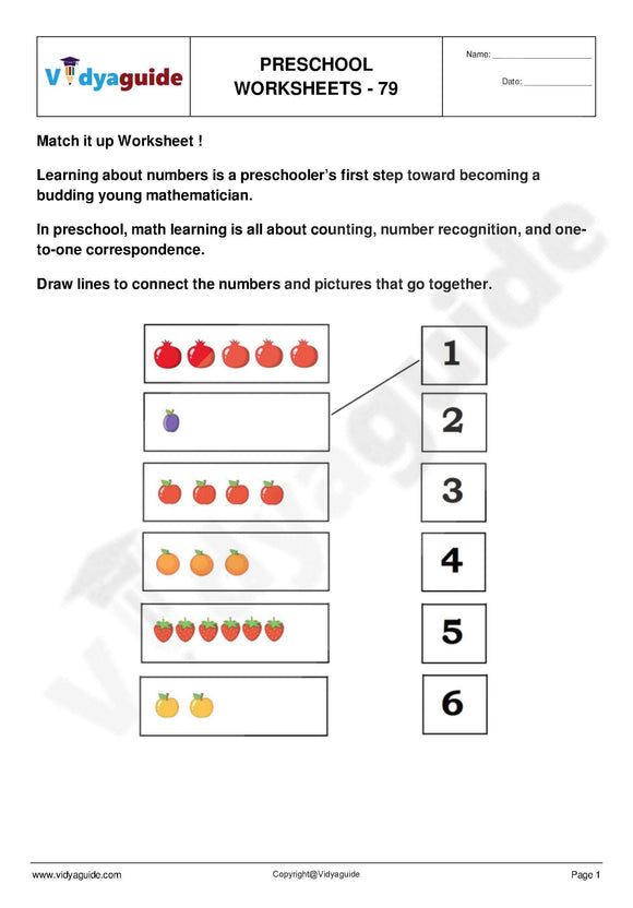 Download free printable Preschool worksheets - 79
