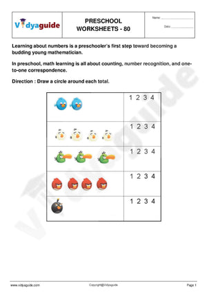 Download free printable Preschool worksheets - 80