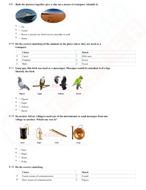 Class 2 Science - Transport and communication - Worksheets 1-3