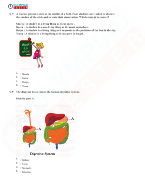 Class 2 Science HOTS - Human body - Worksheets 1-5