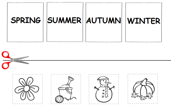 Download and print free kindergarten worksheet on weather and seasons.