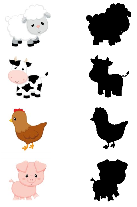 Download this animal shadow matching worksheet as PDF for kindergarten and preschool students.