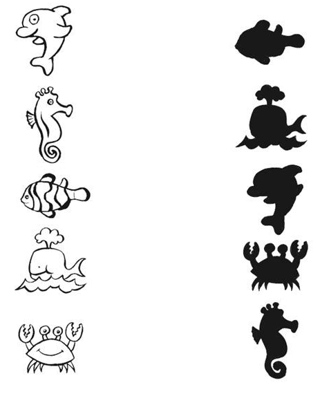 Download this animal shadow matching worksheet as PDF for kindergarten and preschool students.