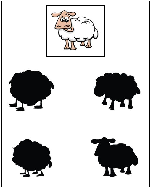 Download this free printable shadow matching worksheet as PDF.