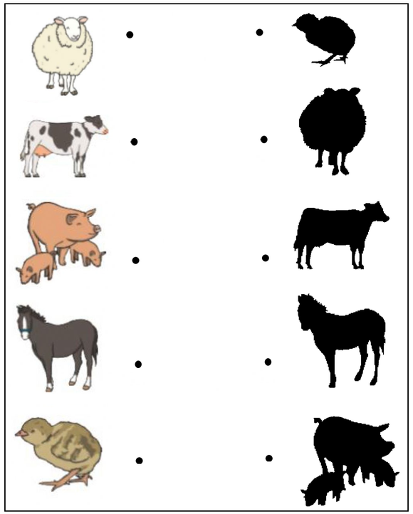 Download free kindergarten and preschool worksheet in PDF form. This is a animals shadow matching worksheet.