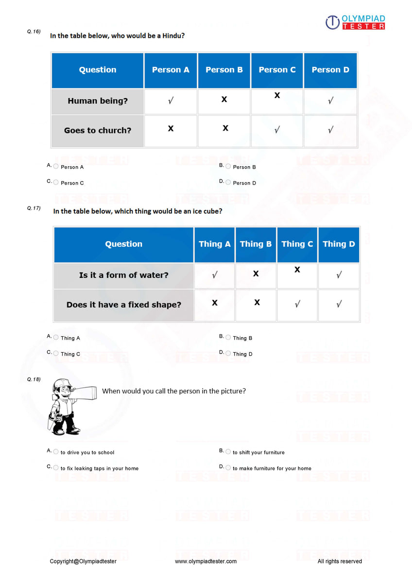 Class 1 Science Mock Test 19 Olympiad Tester Class 1 Science Mock Test 19 Olympiad Tester