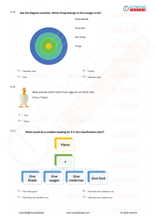 Class 1 Science - Mock test 01
