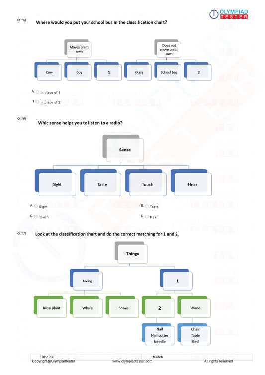 Class 1 NSO Science Olympiad - Sample mock test paper #03