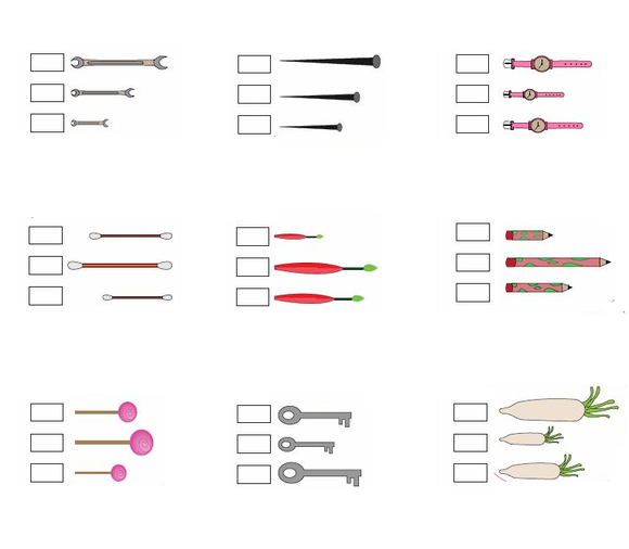 Download and print kindergarten math worksheet on measurements in PDF form.