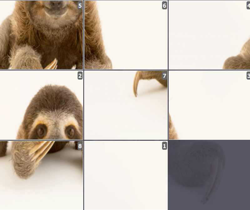 Online sliding puzzles for kids - Sloth