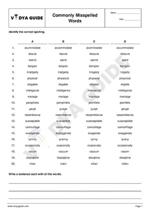 Spellings Worksheets for Kids - 01