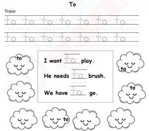 Mastering Sight Word "to" - Kindergarten Worksheet
