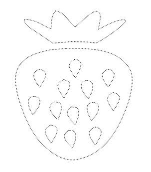 This is a strawberry picture tracing worksheet for kindergarten and preschool students.