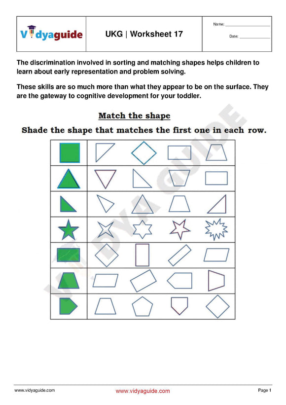 UKG free printable practice worksheet - 17