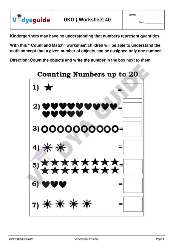 UKG free printable practice worksheet - 40