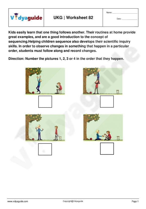 UKG Upper Kindergarten Worksheets PDF free download 