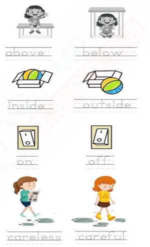 Opposites Worksheets for English Writing Practice