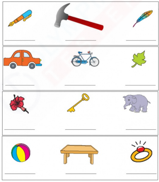 Free kindergarten worksheet: Sort objects by weight. Develop measurement, sorting, & motor skills with 'From Lightest to Heaviest' activity.