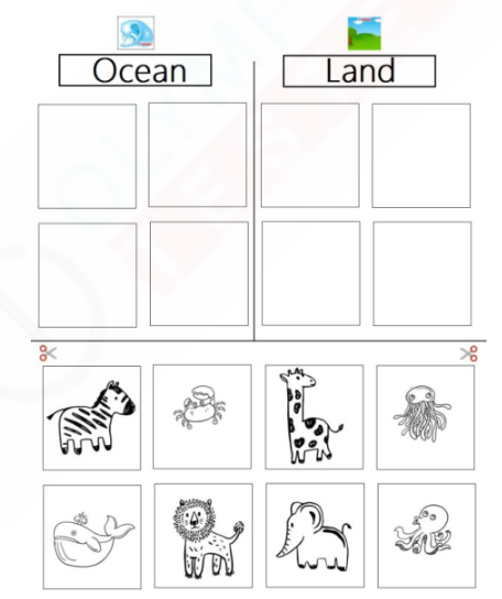 Match Ocean and Land Creatures to their Habitats
