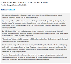 Unseen Passage for Class 8 - Passage 08