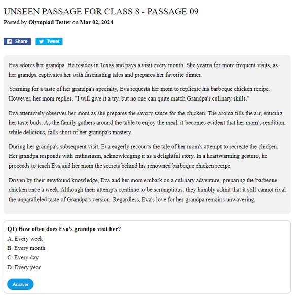 Unseen Passage for Class 8 - Passage 09