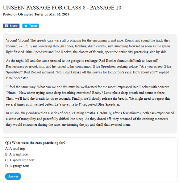 Unseen Passage for Class 8 - Passage 10