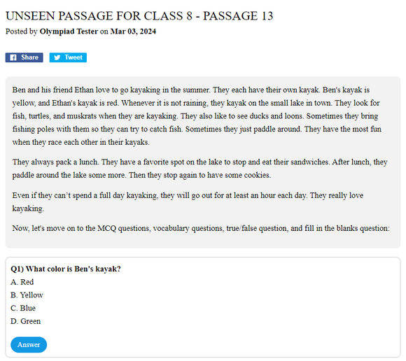 Unseen Passage for Class 8 - Passage 13