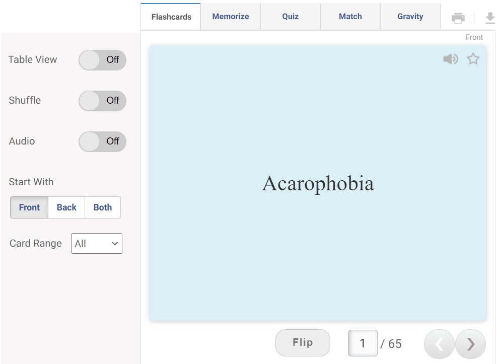 65 Phobia words starting with A - Online flashcards | Olympiad tester