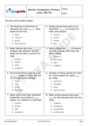 Vocabulary for Primary levels made easy - Worksheet 02