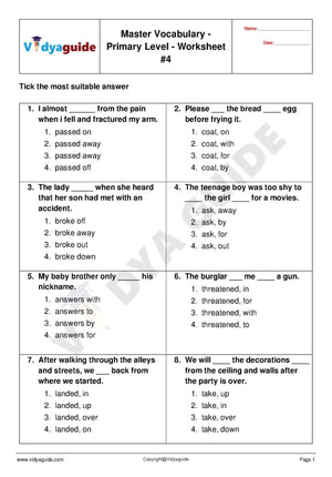 Vocabulary for Primary levels made easy - Worksheet 04