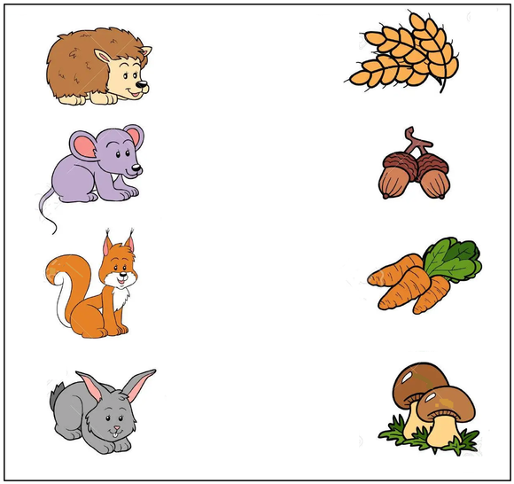 Download free kindergarten and preschool worksheet on what animals eat. 