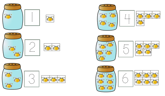 This is a kindergarten numbers counting worksheet.