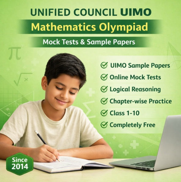 Unified Council UIMO Mathematics Olympiad preparation for Class 1-10 featuring sample papers, online mock tests, logical reasoning and chapter-wise practice by Olympiadtester.