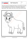 Bull tracing worksheet for kindergarten