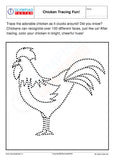 kindergarten chicken tracing worksheet