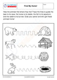 kindergarten animal homes tracing worksheet