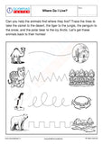 kindergarten animals and their homes tracing worksheet