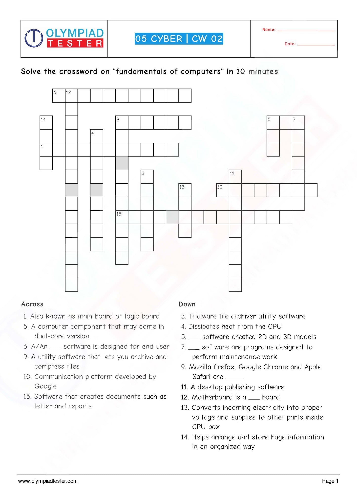 Class 5 Computer Science - HOTS Worksheet 02