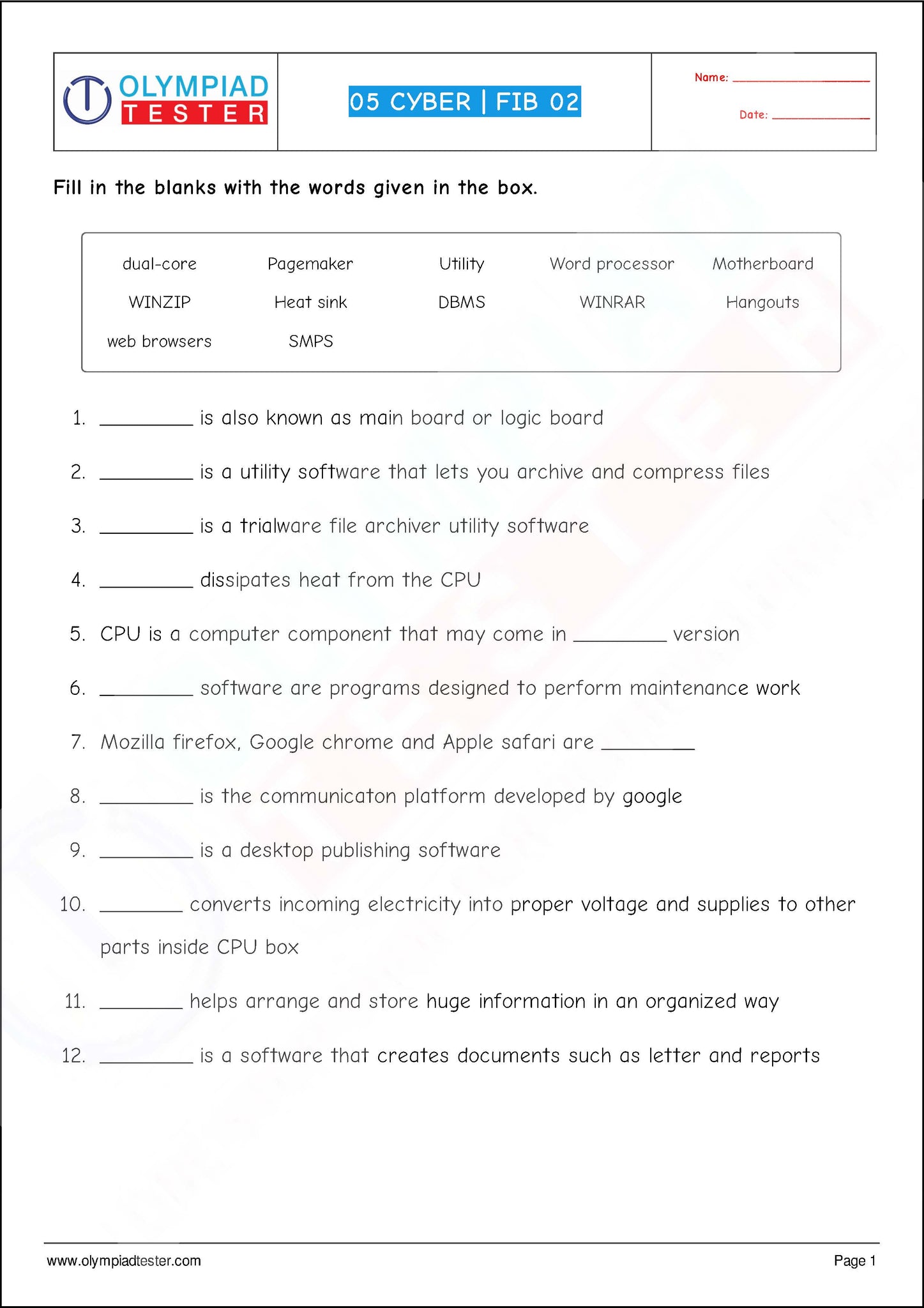 75 Computer Science Worksheets for Class 5 with solutions | Olympiad tester