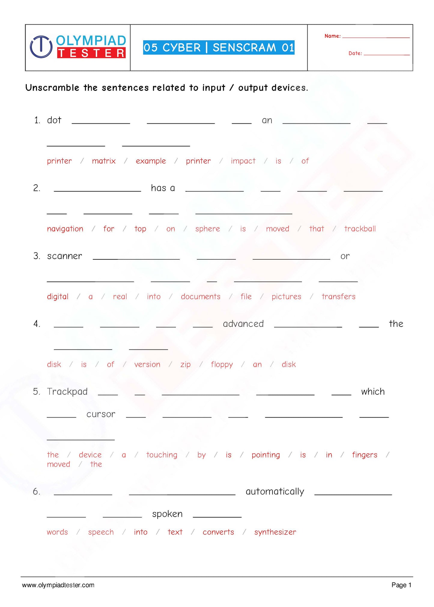 Class 5 Computer Science - HOTS Worksheet 05