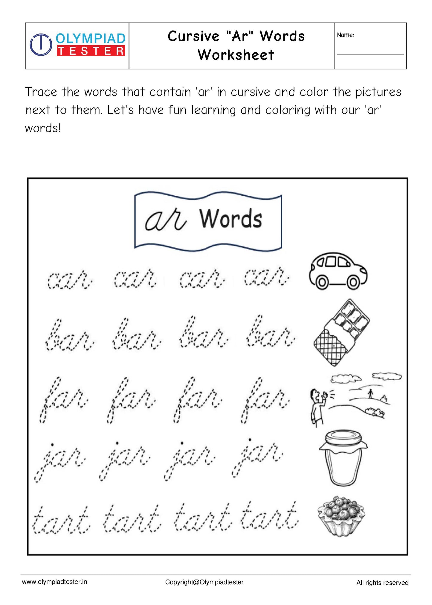 Cursive A writing - Worksheet #11