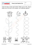 Kindergarten festivals of india tracing worksheet