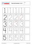 kindergarten numbers tracing worksheet