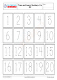 Numbers 1 to 20 tracing worksheet for kindergarten