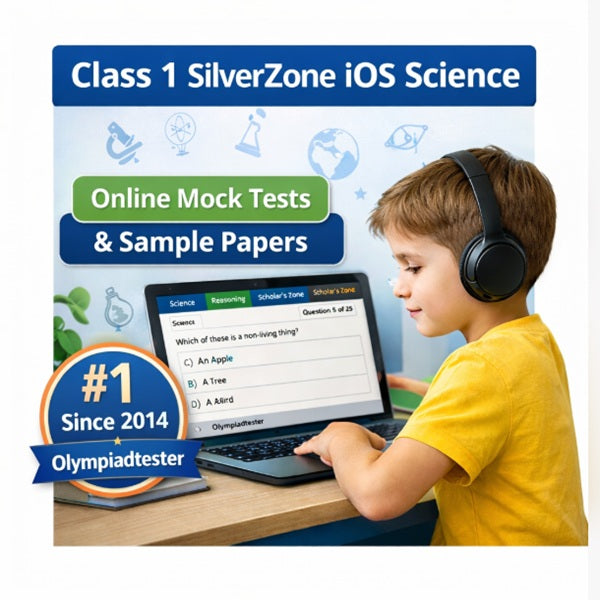 Class 1 SilverZone iOS Science mock test and sample paper dashboard for International Science Olympiad preparation by Olympiadtester.