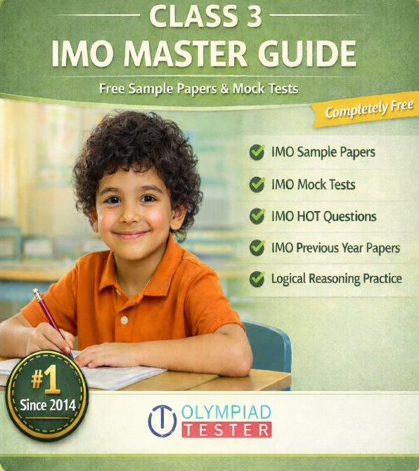 Class 3 SOF IMO Master Guide banner with free mock tests, sample papers, HOT questions and previous year papers – Olympiadtester.