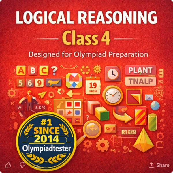 Class 4 logical reasoning questions for Olympiad preparation including coding-decoding, direction sense test, mirror images and reasoning puzzles by Olympiadtester.
