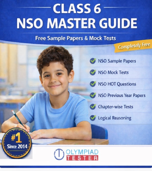 Class 6 NSO Master Guide by Olympiadtester featuring free mock tests, sample papers, HOT questions and logical reasoning practice.
